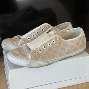 Women's Coach Beige Slip-On Sneakers sz 10 B